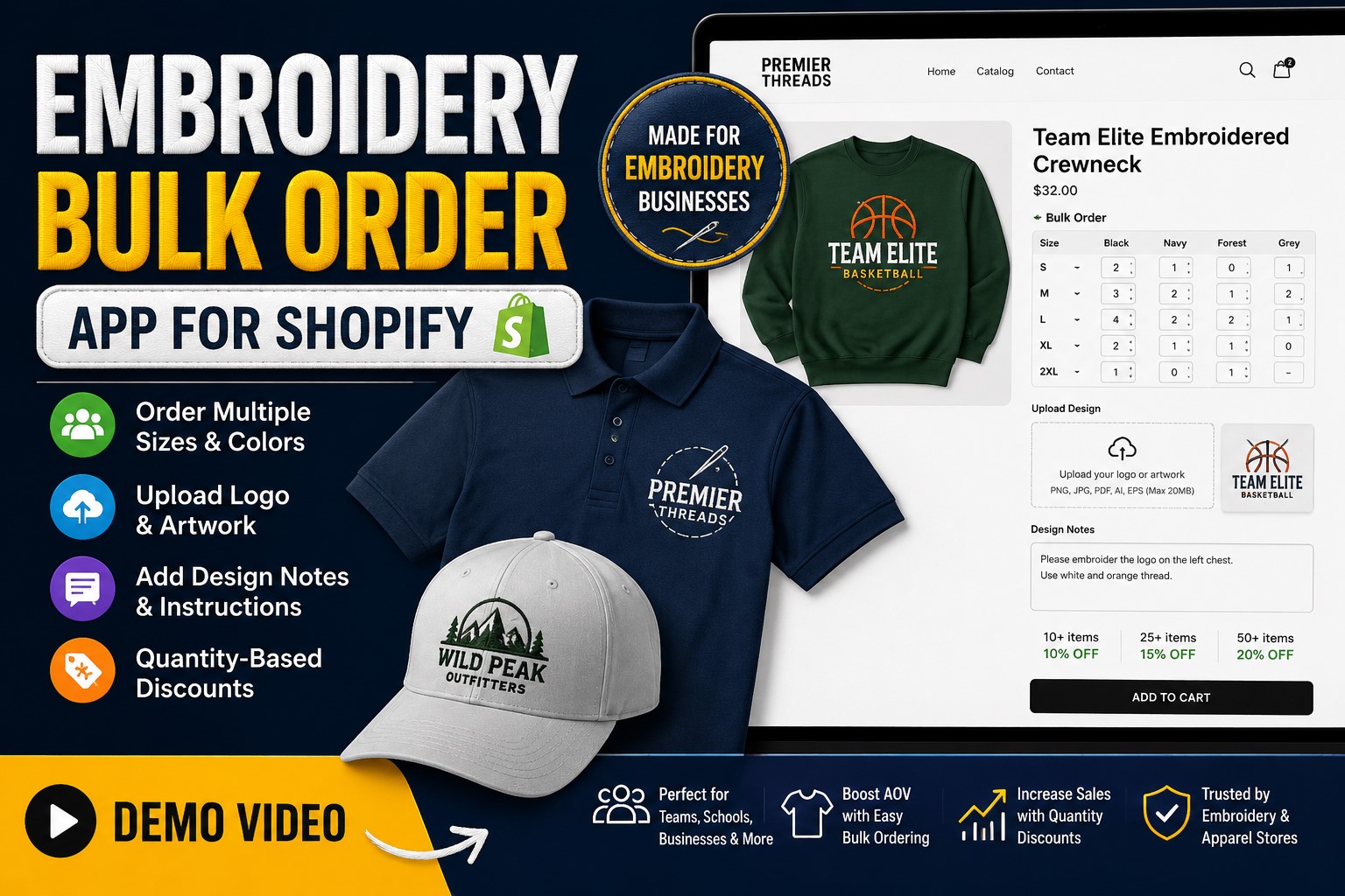 Bulk hat ordering app